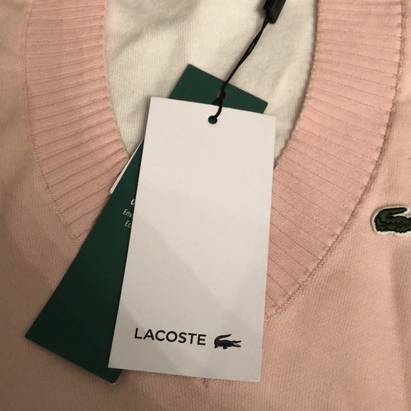 BNWT Lacoste Baby Pink V Neck Sweater - Picture 3 of 10